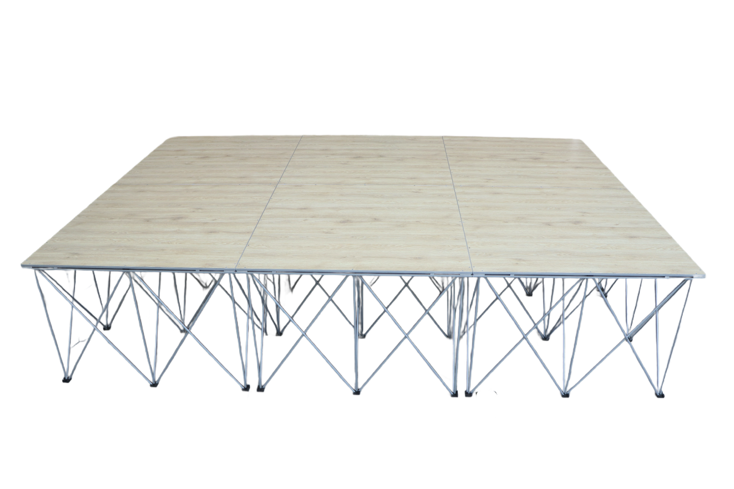 LimeLight Lite Series 12x12 modular stage platform in Wood Laminate at 32" height. Ideal for schools, churches, and event professionals.