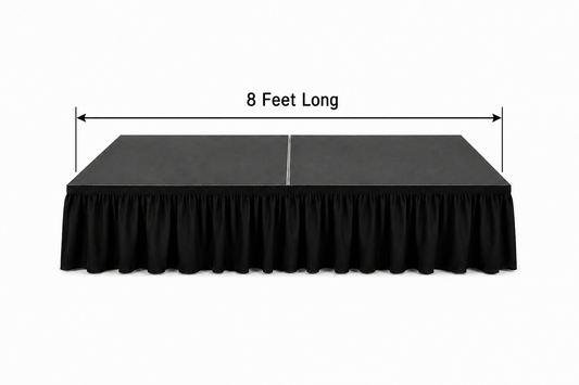 LimeLight 8-foot portable stage skirt for a clean, professional stage appearance.