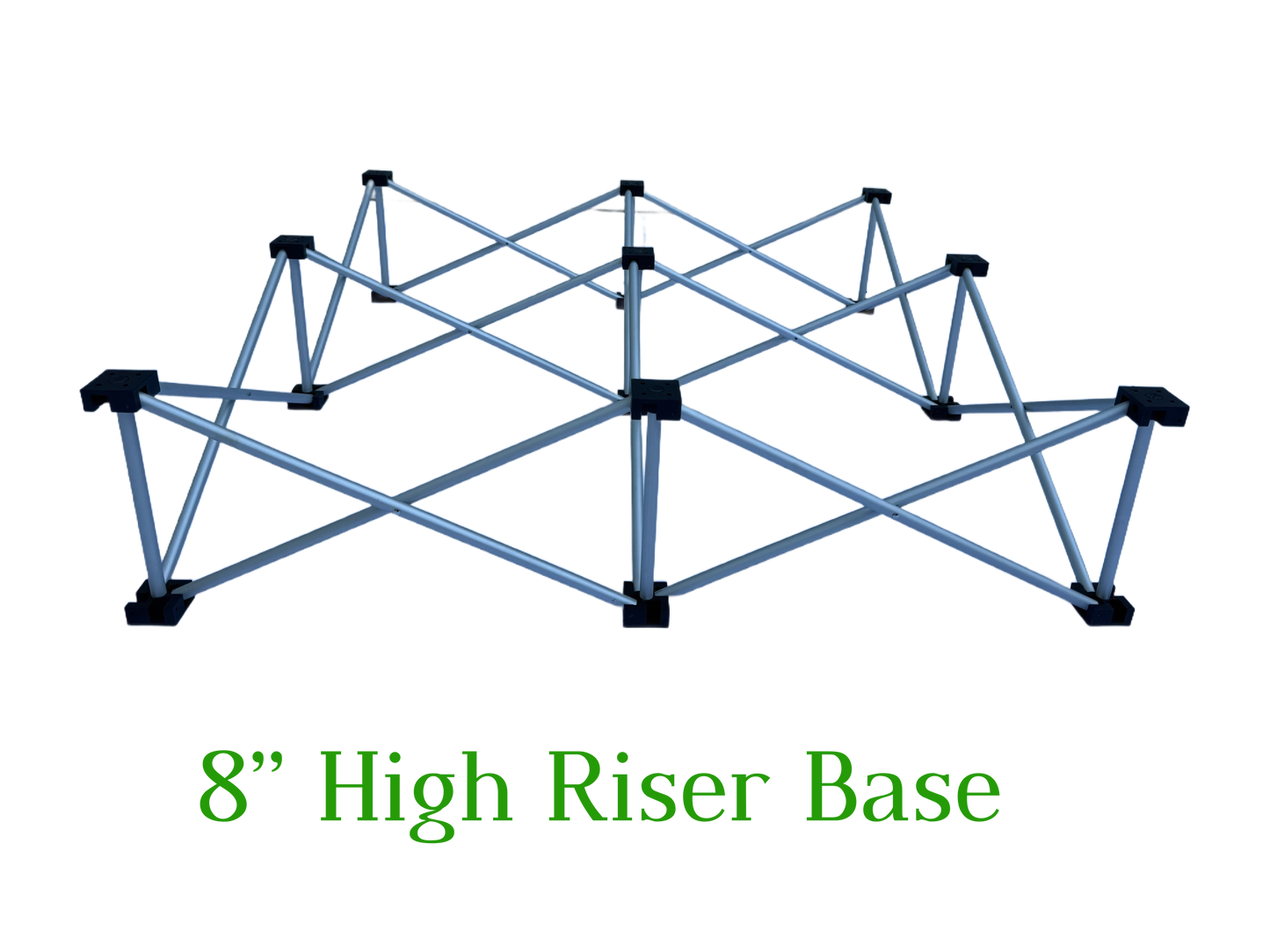 LimeLight 8 inch high X riser base leg for portable stage platforms, designed for stable support and fast setup. Ideal for schools, churches, and event professionals.
