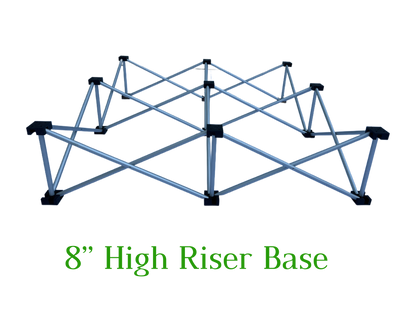 LimeLight 8 inch high X riser base leg for portable stage platforms, designed for stable support and fast setup. Ideal for schools, churches, and event professionals.