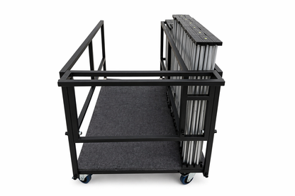LimeLight L4CART loaded with portable stage risers, shown from the side.