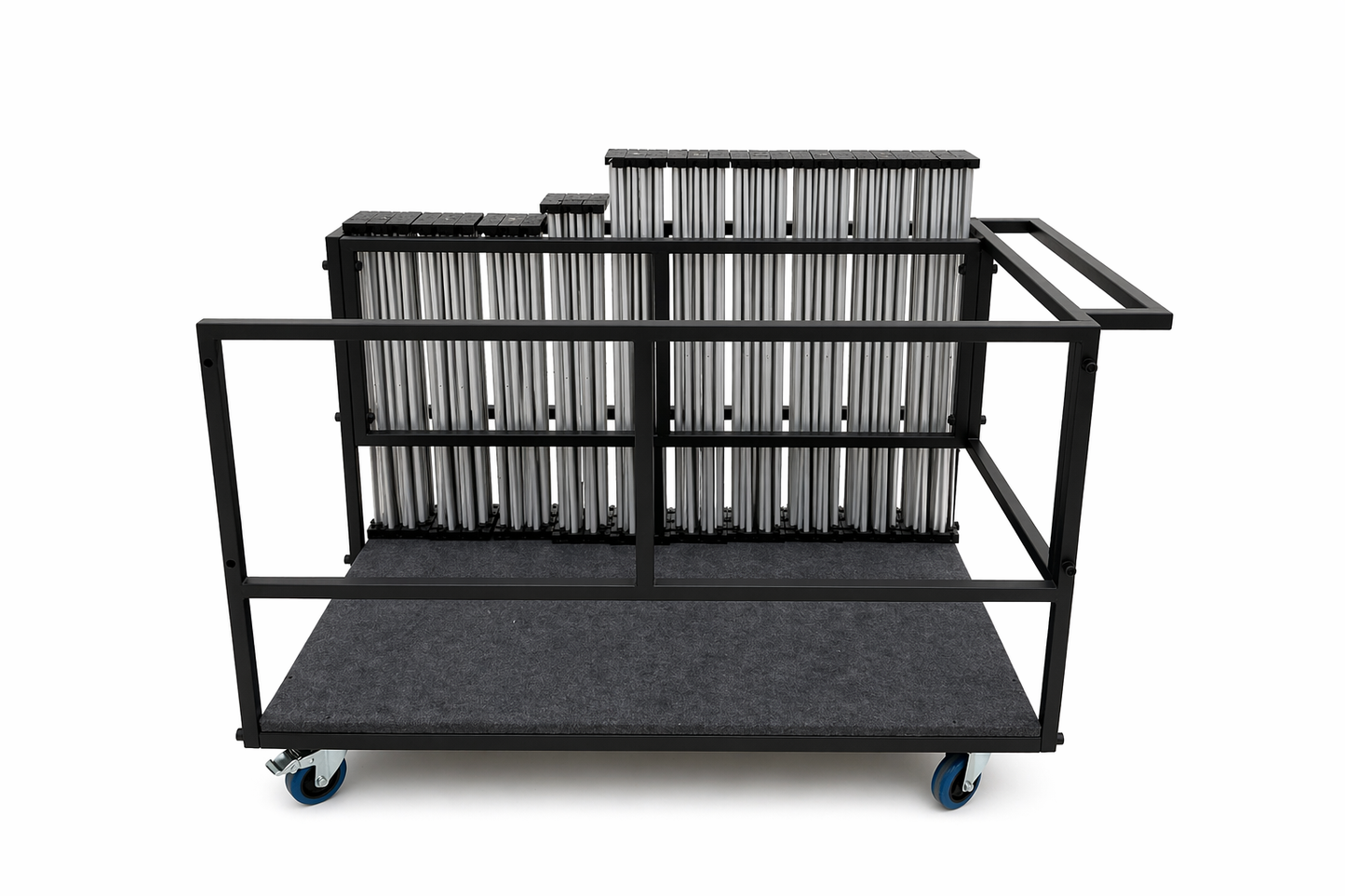 LimeLight L4CART loaded with portable stage risers for organized storage and transport.