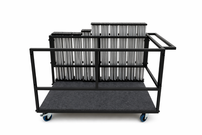 LimeLight L4CART loaded with portable stage risers for organized storage and transport.