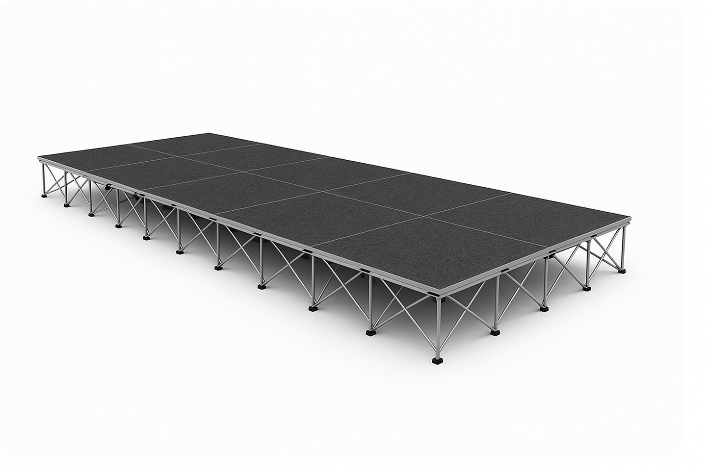 LimeLight 24x12 portable stage platform at 24 inch height in black carpet finish. Ideal for churches, worship services, and event professionals.