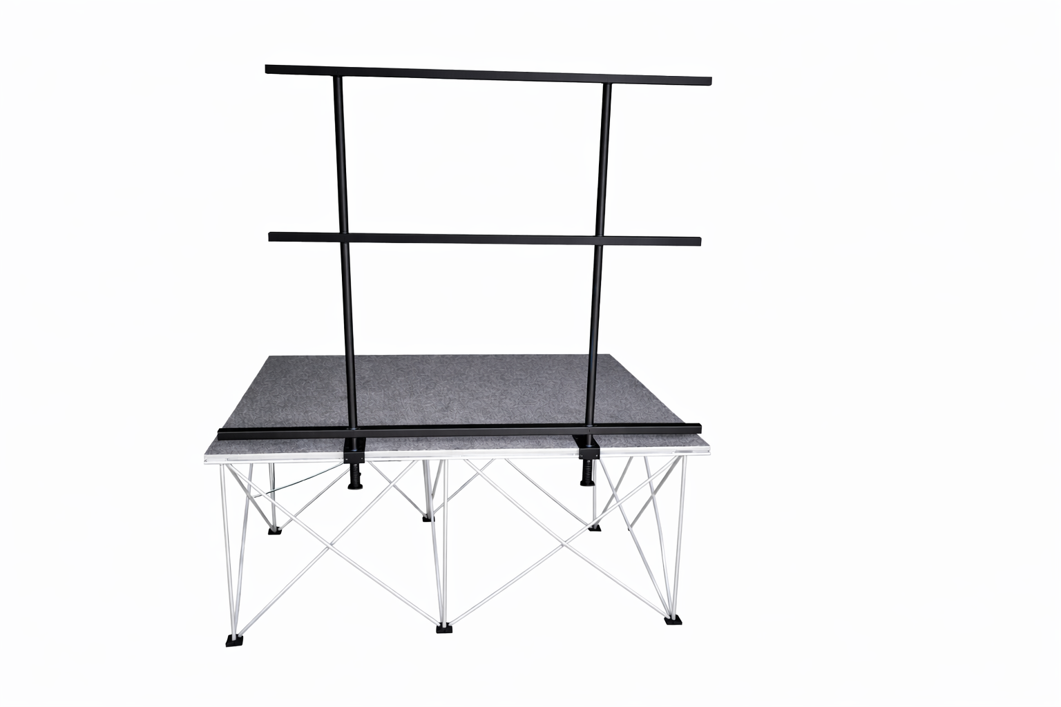 Lite Series portable event stage with safety guardrail by LimeLight Stages