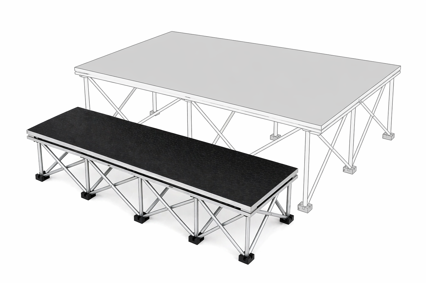 LimeLight one-step stair system for modular portable stages.