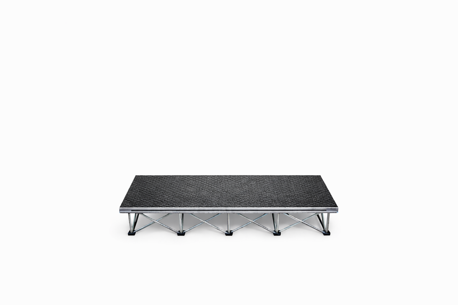 LimeLight 1-step platform riser kit with expandable X Riser base system, designed for quick setup and compact transport. HexCoat Finish. Ideal for schools, churches, and event professionals