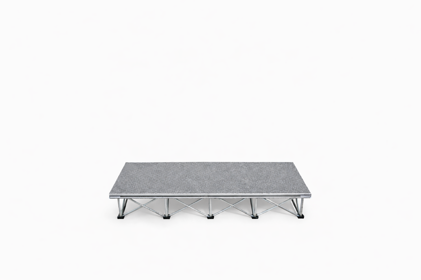 LimeLight 1-step platform riser kit with expandable X Riser base system, designed for quick setup and compact transport. Carpet Finish. Ideal for schools, churches, and event professionals