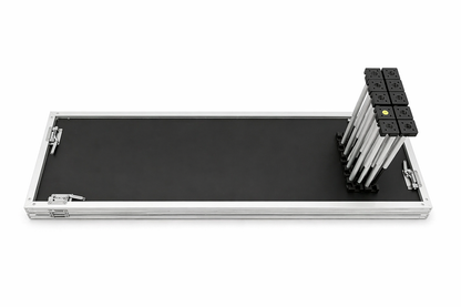 LimeLight portable 1 step platform with 1 X Riser base, shown folded down for transport. Lightweight modular staging system ideal for schools, churches, and event professionals.