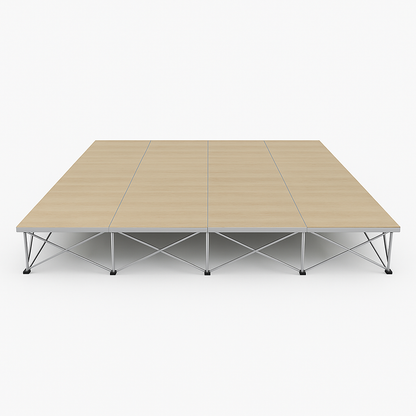 LimeLight 16' x 16' modular portable stage, 16 inches high, with wood laminate finish.