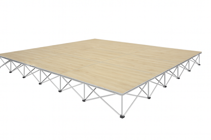 LimeLight 16' x 16' modular portable stage, 8 inches high, with wood laminate finish.