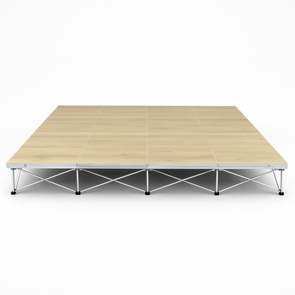 LimeLight 16' x 16' modular portable stage, 8 inches high, with wood laminate finish.