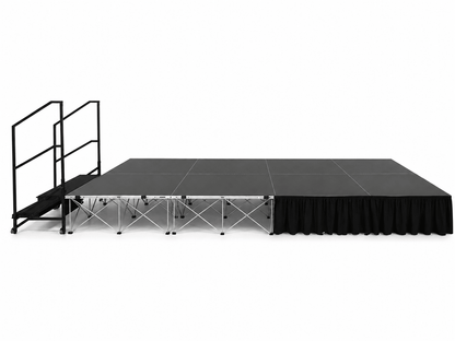 LimeLight portable stage with partial stage skirting installed on one side.