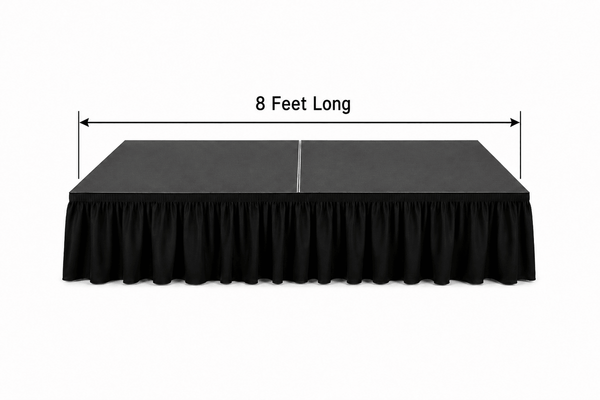 LimeLight 8-foot portable stage skirt for a clean, professional stage appearance.