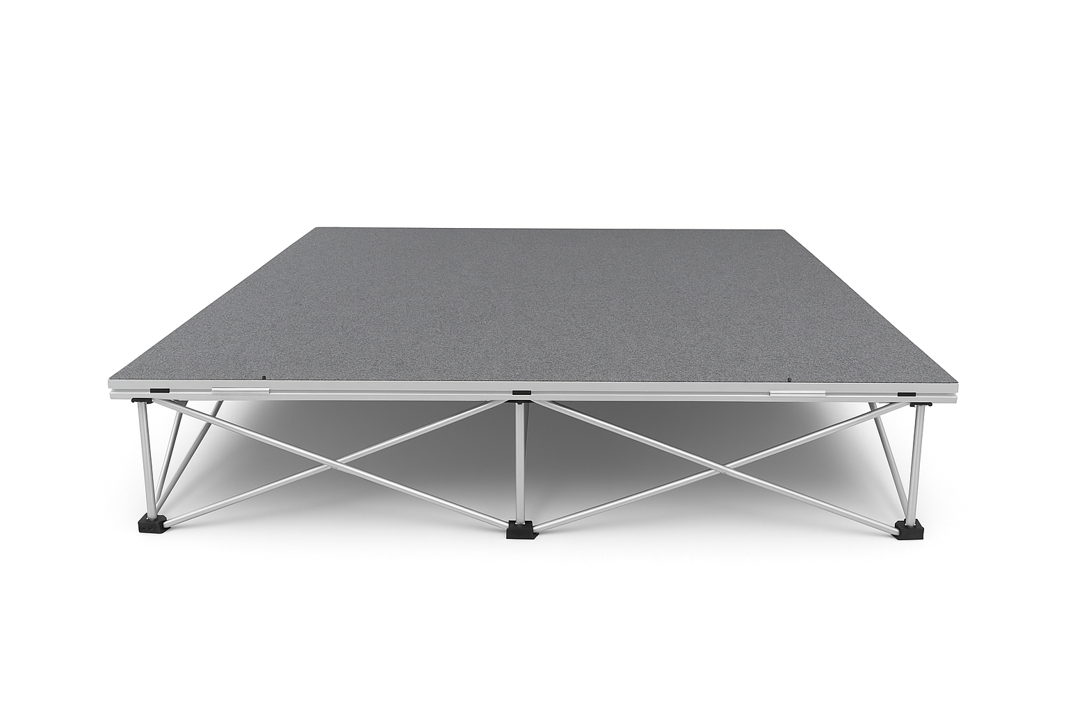 LimeLight Lite Series 4x4 camera riser stage riser in Grey Carpet at 8" height. Ideal for schools, churches, and event professionals.