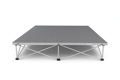 LimeLight Lite Series 4x4 camera riser stage riser in Grey Carpet at 8" height. Ideal for schools, churches, and event professionals.