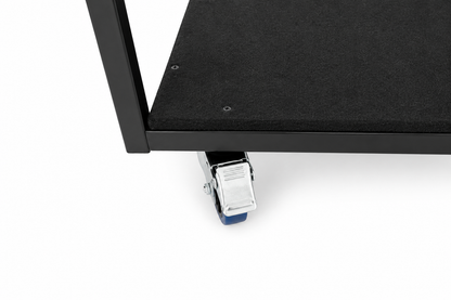 LimeLight stage cart caster with brake for secure positioning during loading and storage.