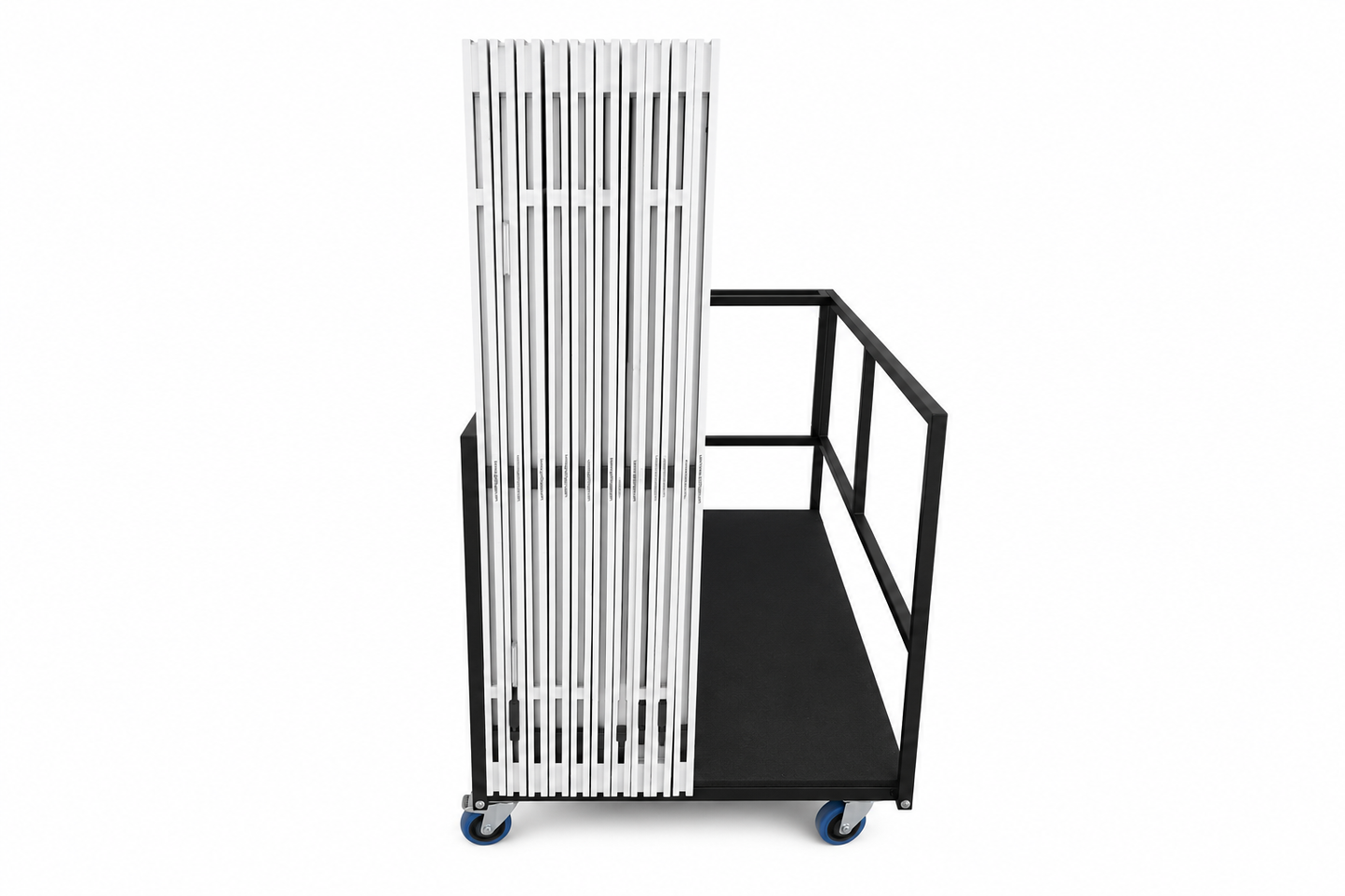 LimeLight cart loaded with Lite Series portable stage platforms and no risers.