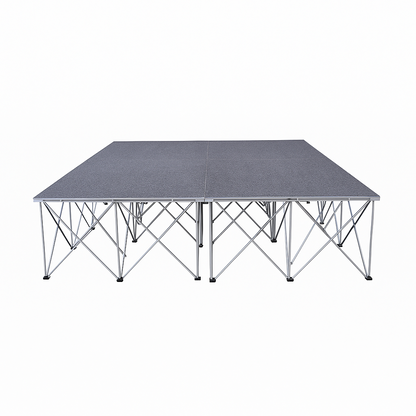 LimeLight Lite Series 8x8 drum riser stage riser in Grey Carpet at 16" height. Ideal for schools, churches, and event professionals.