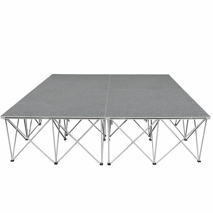 LimeLight Lite Series 8x8 drum riser stage riser in Grey Carpet at 24" height. Ideal for schools, churches, and event professionals.