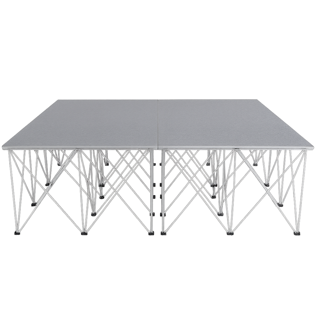 LimeLight Lite Series 8x8 drum riser stage riser in Grey Carpet at 32" height. Ideal for schools, churches, and event professionals.