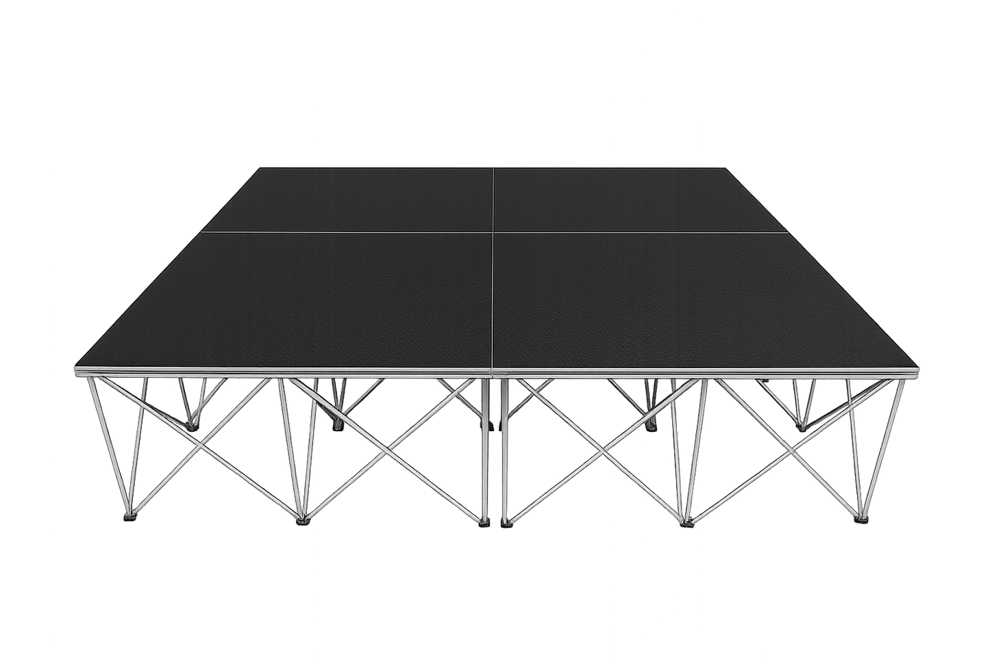 LimeLight Lite Series 8x8 drum riser stage riser in Black HexCoat Laminate at 16" height. Ideal for schools, churches, and event professionals.