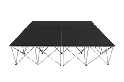 LimeLight Lite Series 8x8 drum riser stage riser in Black HexCoat Laminate at 16" height. Ideal for schools, churches, and event professionals.