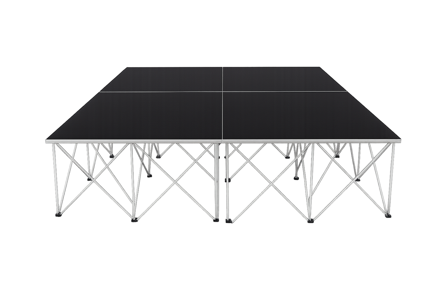 LimeLight Lite Series 8x8 drum riser stage riser in Black HexCoat Laminate at 24" height. Ideal for schools, churches, and event professionals.