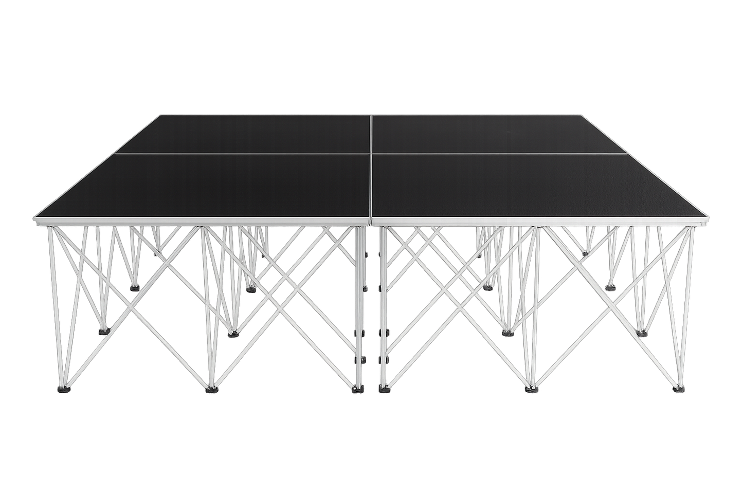 LimeLight Lite Series 8x8 drum riser stage riser in Black HexCoat Laminate at 32" height. Ideal for schools, churches, and event professionals.