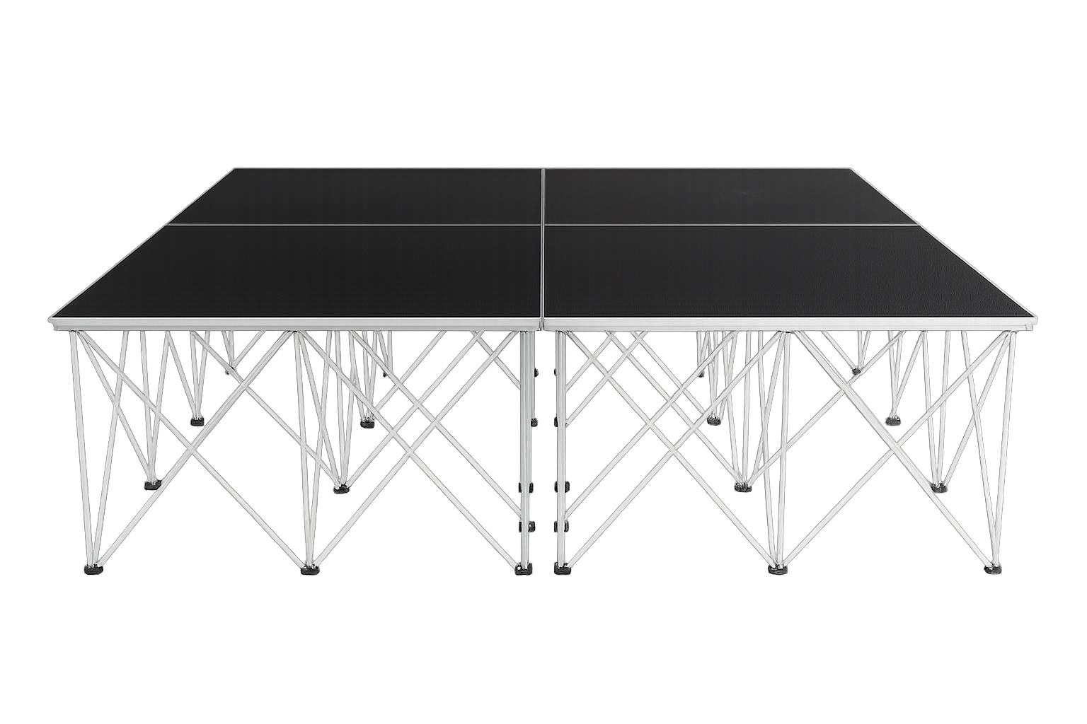 LimeLight Lite Series 8x8 drum riser stage riser in Black HexCoat Laminate at 32" height. Ideal for schools, churches, and event professionals.