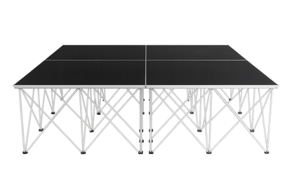 LimeLight Lite Series 8x8 drum riser stage riser in Black HexCoat Laminate at 32" height. Ideal for schools, churches, and event professionals.