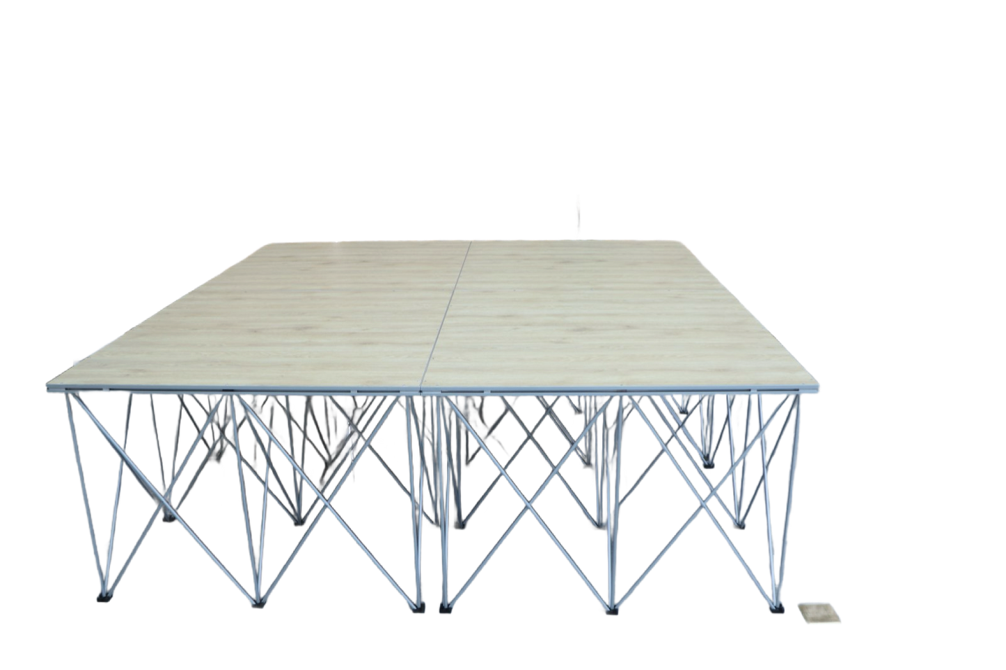 LimeLight Lite Series 8x8 drum riser stage riser in Wood Laminate at 16" height. Ideal for schools, churches, and event professionals.