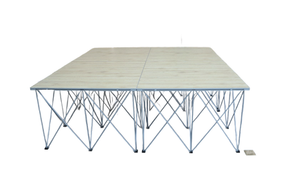 LimeLight Lite Series 8x8 drum riser stage riser in Wood Laminate at 24" height. Ideal for schools, churches, and event professionals.