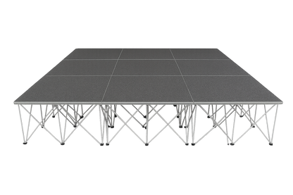 LimeLight Lite Series 12x12 modular stage platform in Grey Carpet at 16" height. Ideal for schools, churches, and event professionals.