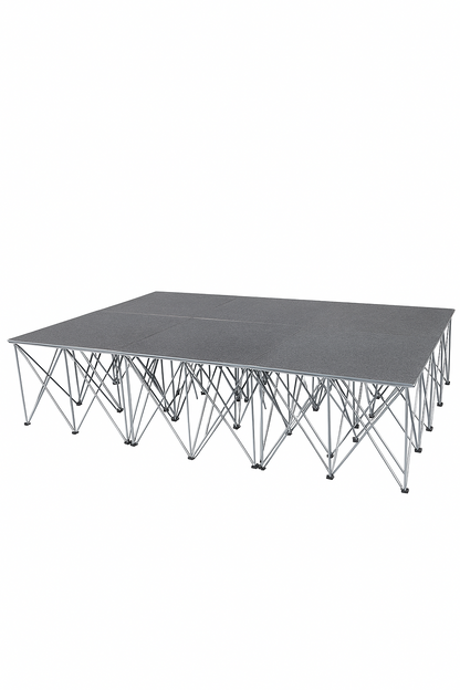 LimeLight Lite Series 12x12 modular stage platform in Grey Carpet at 32" height. Ideal for schools, churches, and event professionals.