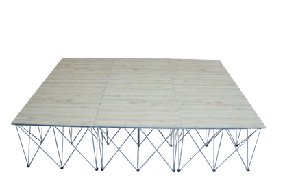 LimeLight Lite Series 12x12 modular stage platform in Wood Laminate at 16" height. Ideal for schools, churches, and event professionals.
