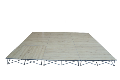LimeLight Lite Series 12x12 modular stage platform in Wood Laminate at 8" height. Ideal for schools, churches, and event professionals.