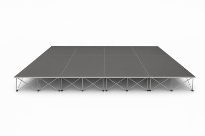LimeLight Lite Series 16x12 modular stage platform in Grey Carpet at 24" height. Ideal for schools, churches, and event professionals.