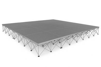 LimeLight Lite Series 16x16 modular stage platform in Grey Carpet at 24" height. Ideal for schools, churches, and event professionals.