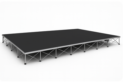 LimeLight 20x12 portable stage platform at 8 inch height with black hexcoat finish. Durable, lightweight staging solution ideal for schools, churches, and event professionals