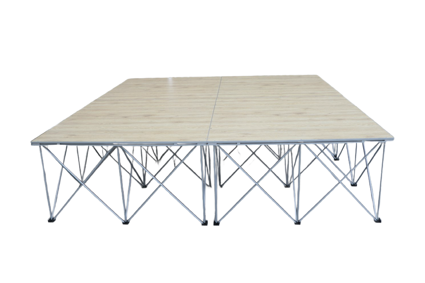 LimeLight Lite Series 8x8 modular stage platform in Wood Laminate at 16" height. Ideal for schools, churches, and event professionals.