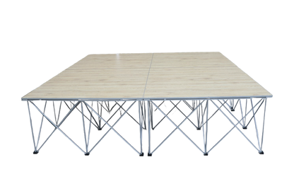 LimeLight Lite Series 8x8 modular stage platform in Wood Laminate at 16" height. Ideal for schools, churches, and event professionals.