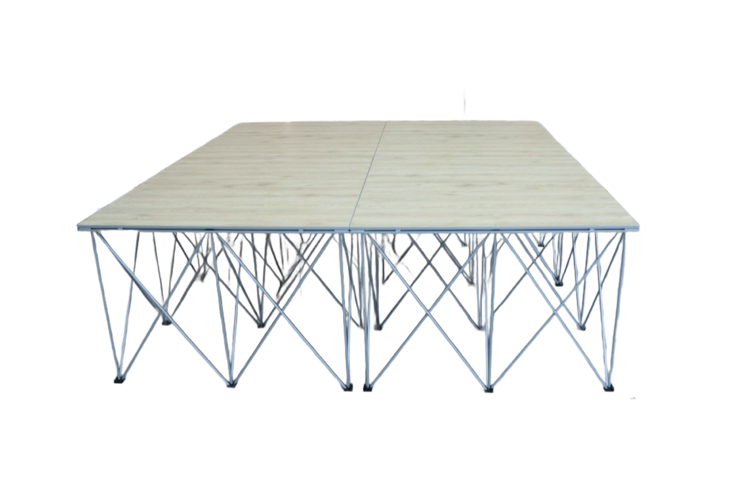LimeLight Lite Series 8x8 modular stage platform in Wood Laminate at 32" height. Ideal for schools, churches, and event professionals.