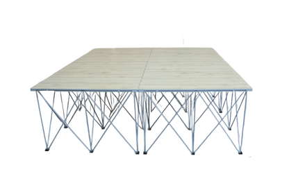 LimeLight Lite Series 8x8 modular stage platform in Wood Laminate at 32" height. Ideal for schools, churches, and event professionals.