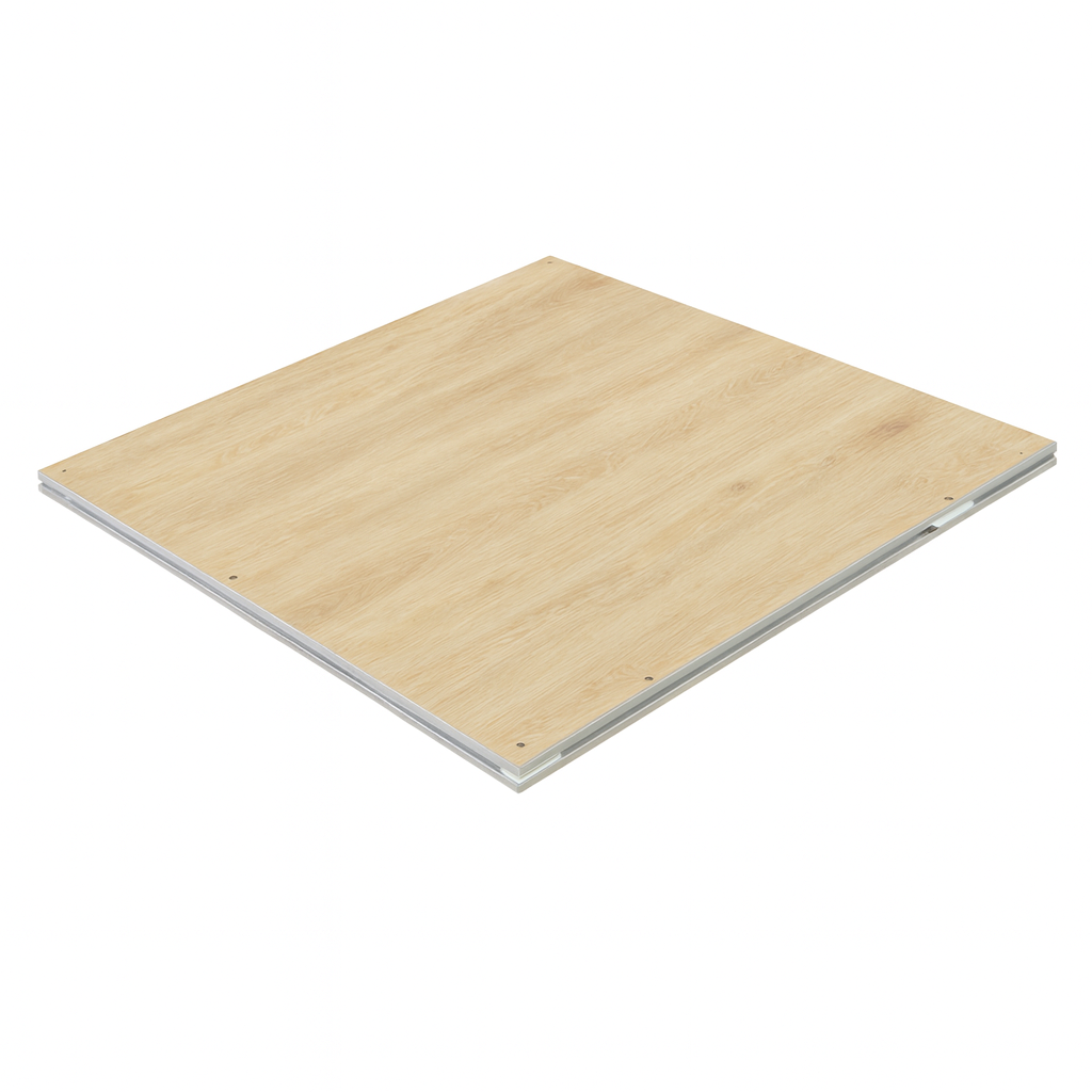 LimeLight Lite Series 4x4 modular stage platform in Wood Laminate. Ideal for schools, churches, and event professionals.