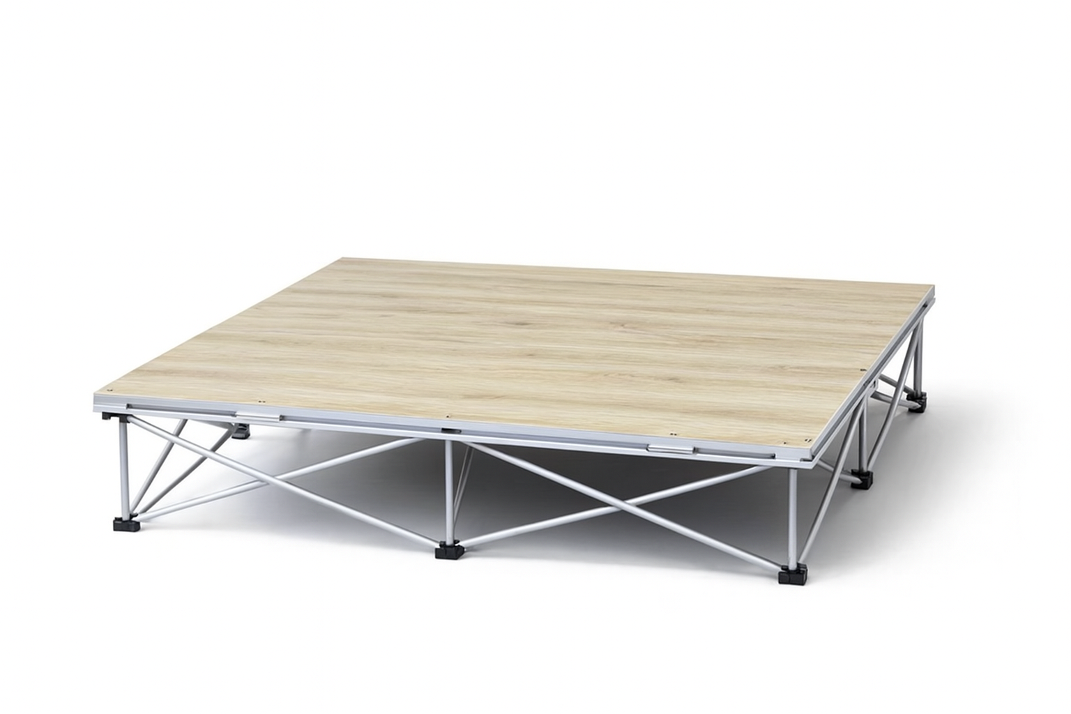 LimeLight Lite Series 4x4 stage riser in Wood Laminate at 8" height. Ideal for schools, churches, and event professionals.