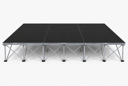 LimeLight Stages 12' x 8' portable modular stage, 16 inches high, with black HexCoat finish.