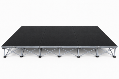 LimeLight Stages 12' x 8' portable modular stage, 8 inches high, with black HexCoat finish.
