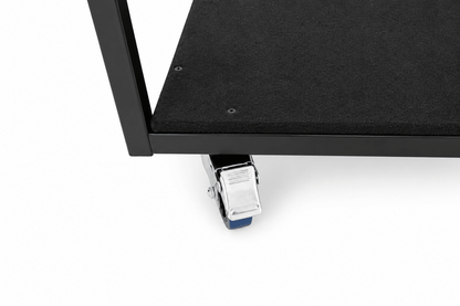 LimeLight stage cart caster with brake for secure positioning during loading and storage.