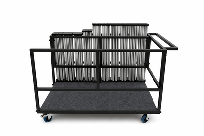 LimeLight L4CART loaded with portable stage risers for organized storage and transport.
